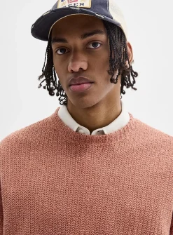Oversized openwork knit T-shirt