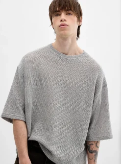 Oversized openwork knit T-shirt