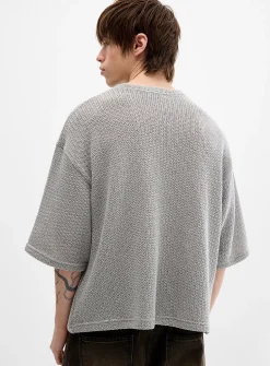 Oversized openwork knit T-shirt
