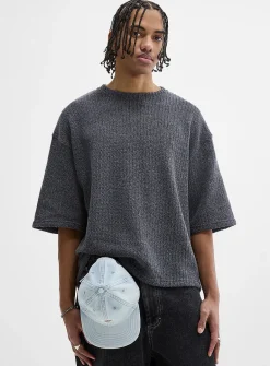 Oversized openwork knit T-shirt