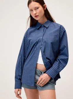 Oversized patterned poplin shirt