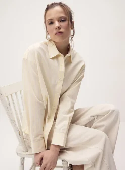 Oversized patterned poplin shirt