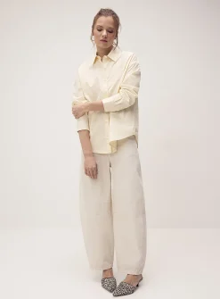 Oversized patterned poplin shirt