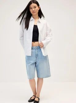 Oversized patterned poplin shirt