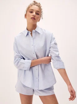 Oversized patterned poplin shirt
