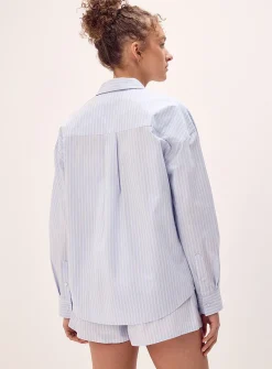 Oversized patterned poplin shirt
