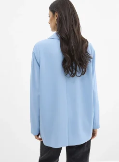 Oversized single-button piqué blazer