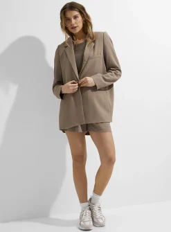 Oversized single-button piqué blazer