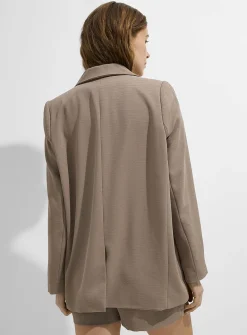 Oversized single-button piqué blazer
