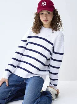 Oversized striped ribbed sweater