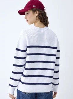 Oversized striped ribbed sweater