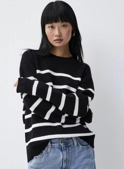 Oversized striped ribbed sweater