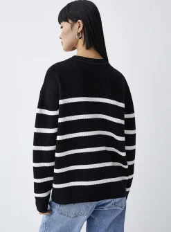 Oversized striped ribbed sweater