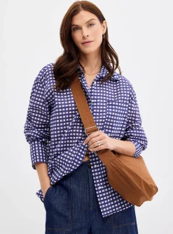 Oversized two-tone checked voile shirt