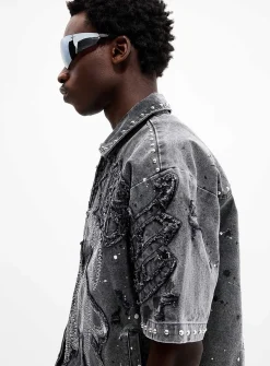 Paint splatter studded shirt