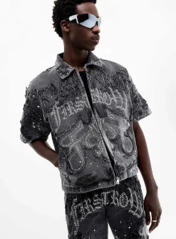Paint splatter studded shirt