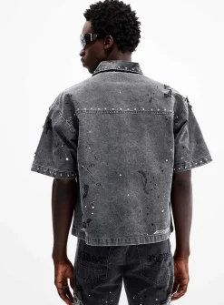Paint splatter studded shirt