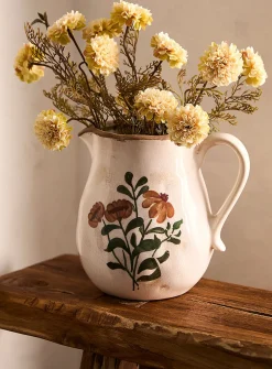 Painted flowers jug-like vase