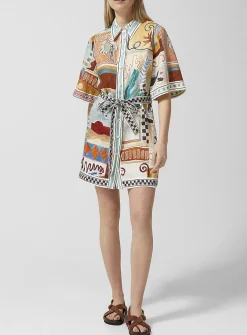 Painted shapes pure linen shirtdress