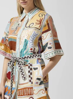 Painted shapes pure linen shirtdress