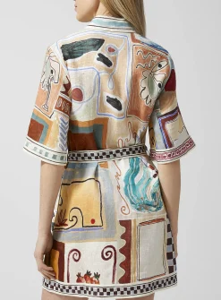 Painted shapes pure linen shirtdress