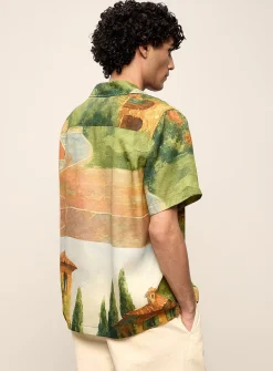 Painterly landscape camp shirt