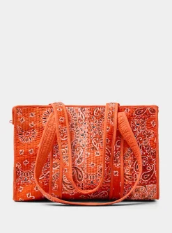 Paisley patchwork quilted tote bag