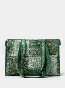 Paisley patchwork quilted tote bag