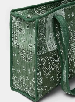 Paisley patchwork quilted tote bag