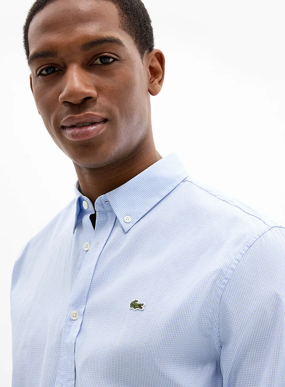 Pale blue mini-gingham shirt