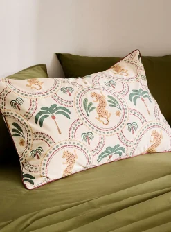 Palm trees and jaguars print pillowcase