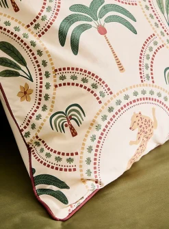 Palm trees and jaguars print pillowcase