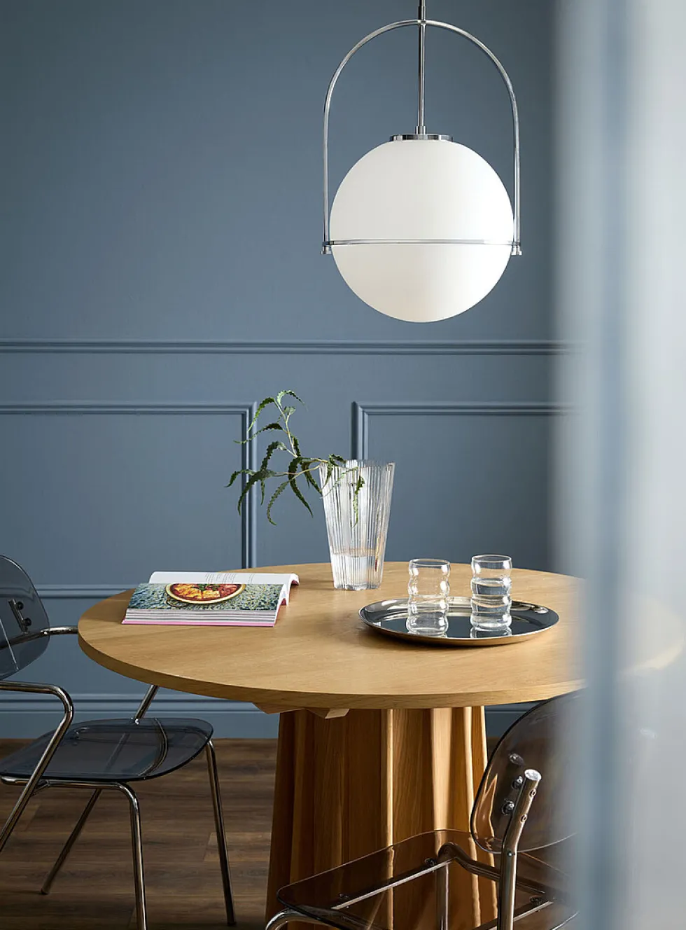 Paola chromed metal globe light fixture