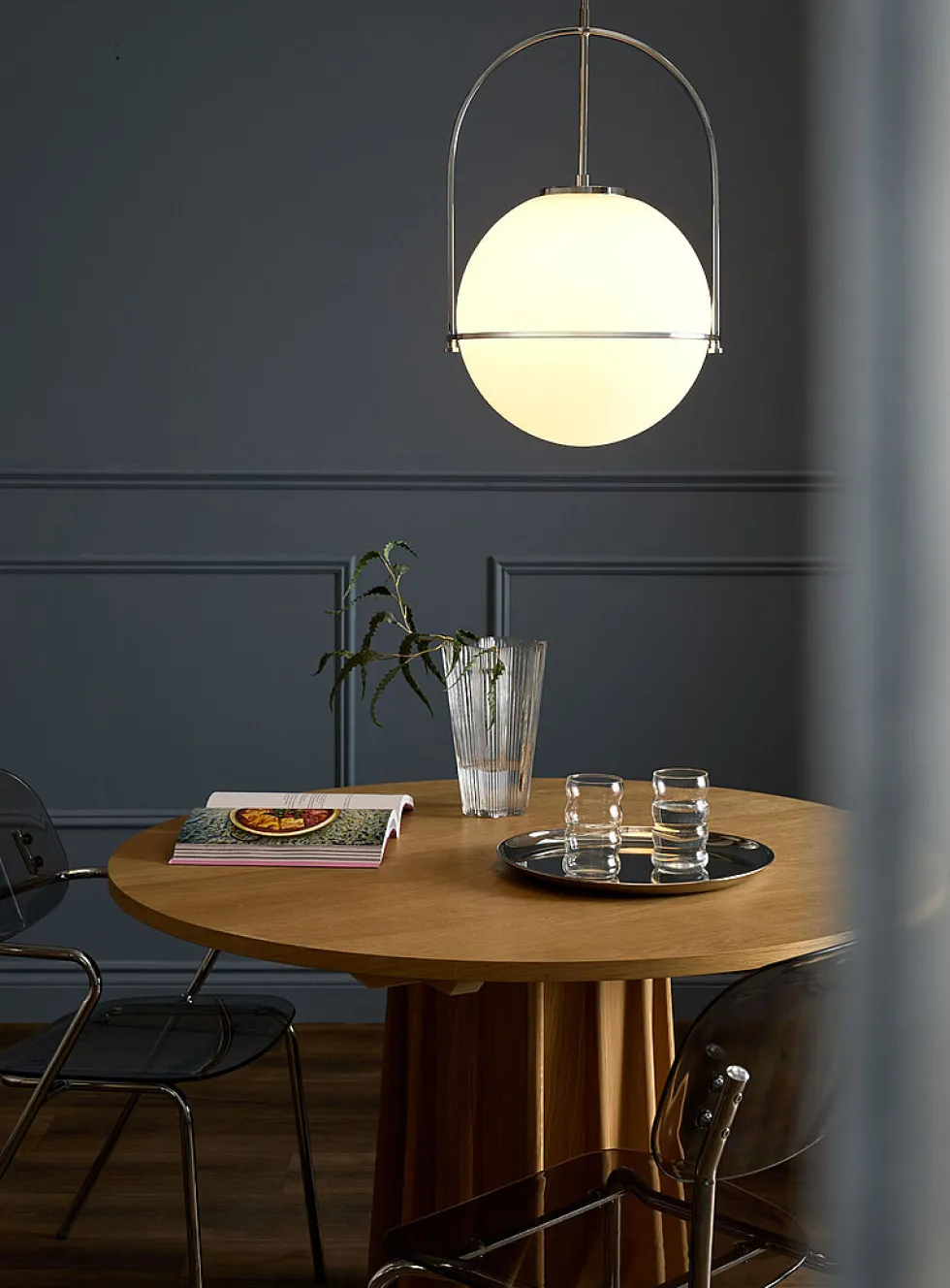 Paola chromed metal globe light fixture