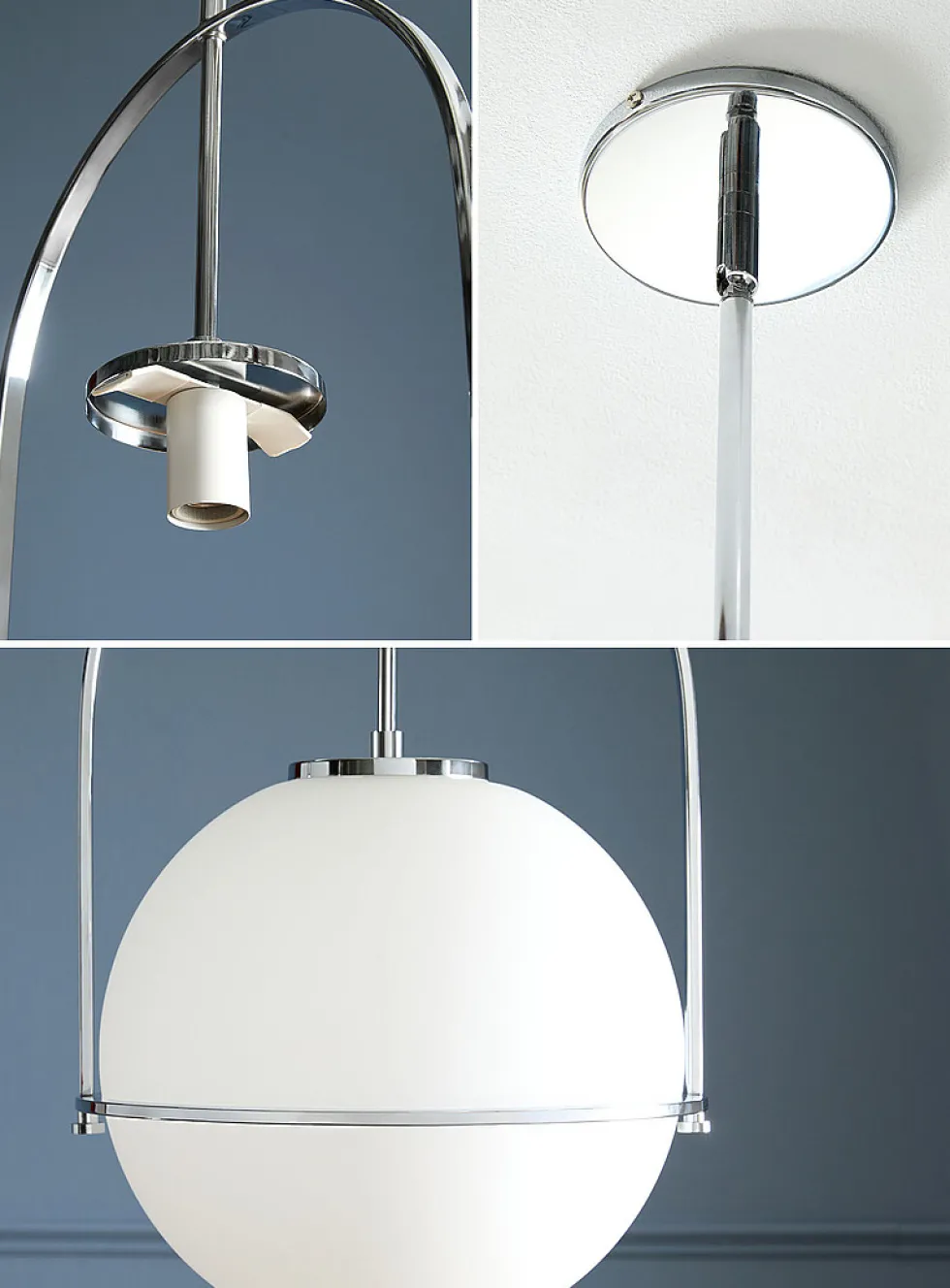 Paola chromed metal globe light fixture