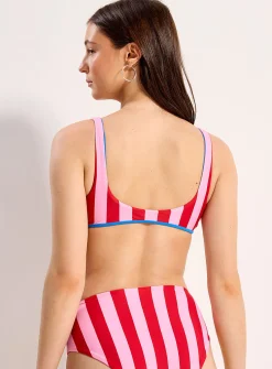 Parasol stripe high-rise bikini bottom