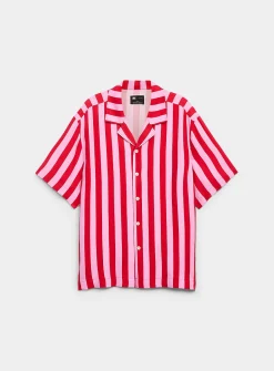 Parasol-stripe camp shirt