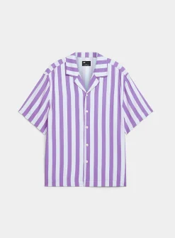 Parasol-stripe camp shirt