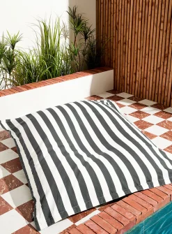 Parasol-stripe floating beanbag chair