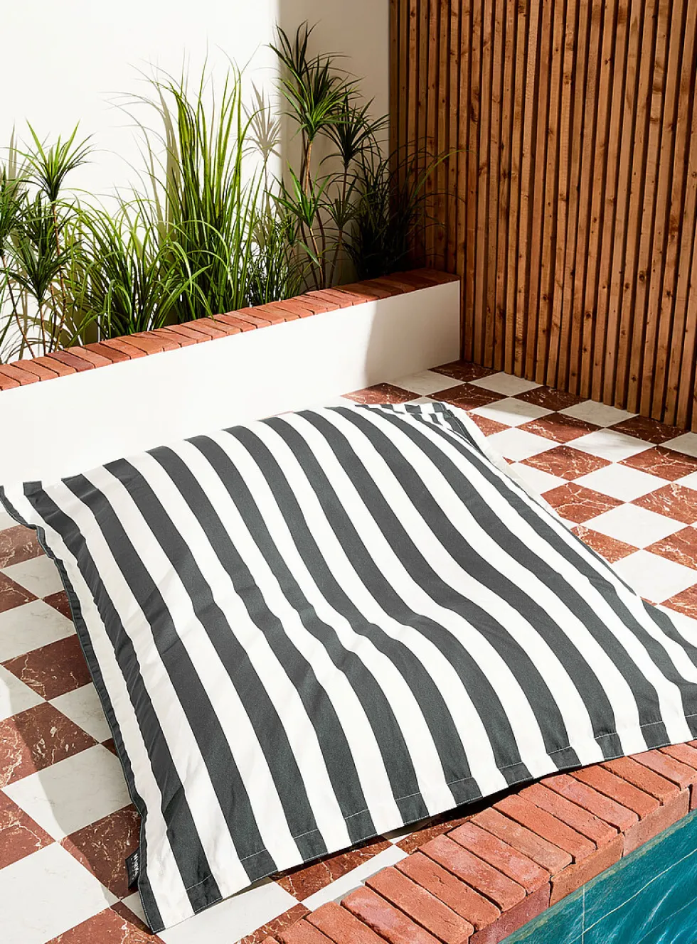 Parasol-stripe floating beanbag chair