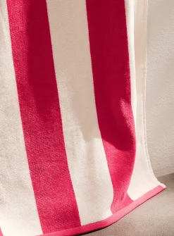 Parasol-stripe organic cotton beach towel