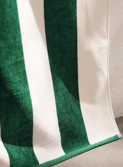 Parasol-stripe organic cotton beach towel