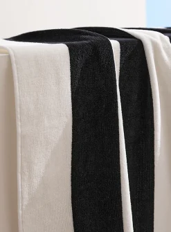 Parasol-stripe organic cotton beach towel