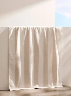 Parasol-stripe organic cotton beach towel