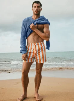 Parasol-stripe swim short