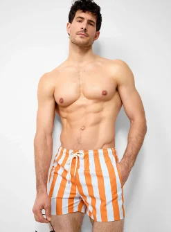 Parasol-stripe swim short