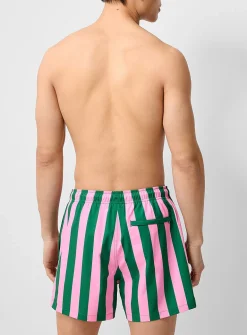 Parasol-stripe swim short
