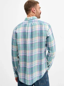 Pastel check pure linen shirt