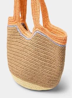 Pastel raffia tote