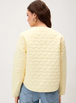 Pastel yellow hearts quilted jacket
